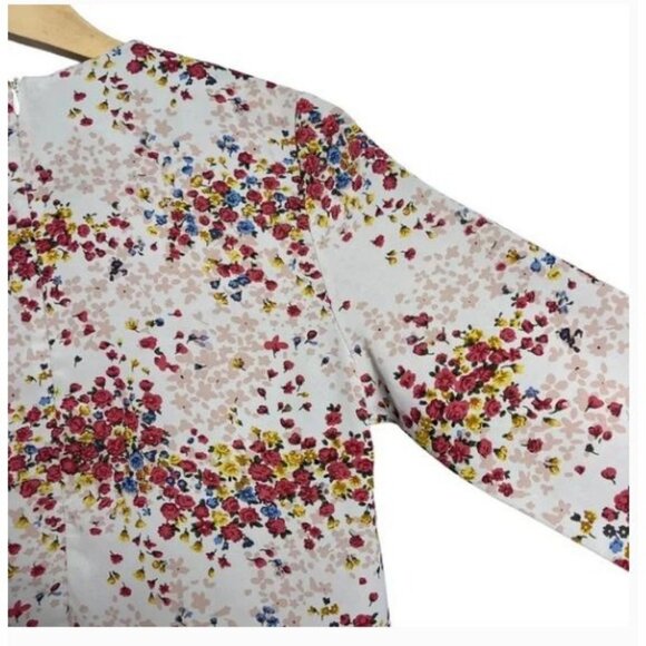 MDRN Balfour Pleated Ditsy Floral Long Sleeve Drop Waist Tea Length Dress Size X - Picture 6 of 8